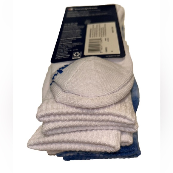 Champion Crew Sock 3 Pair Men’s 6-12 Blue White Tie Dye w Logos Cushioned NEW$17 - Picture 11 of 12